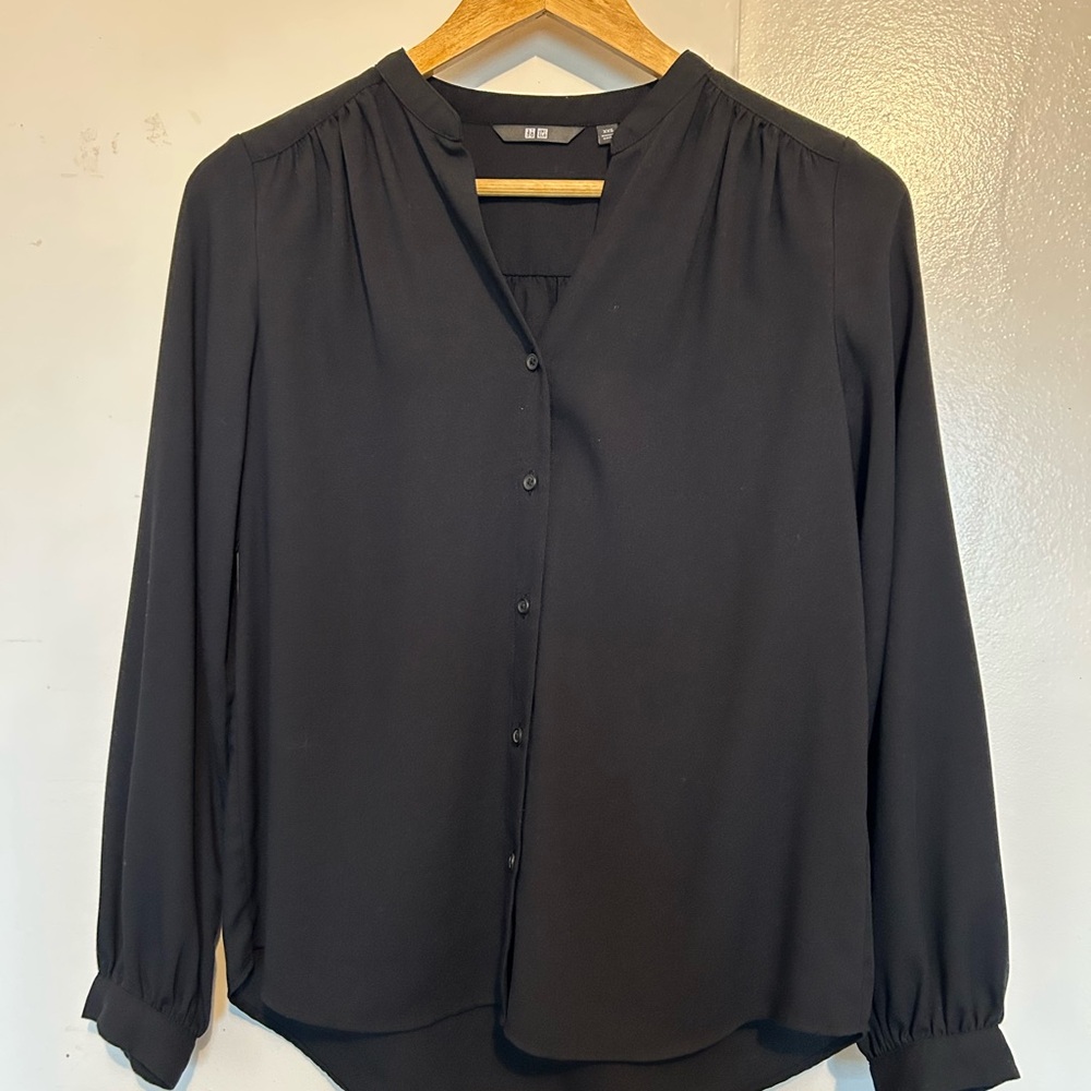 Women's Black Button-Up Blouse